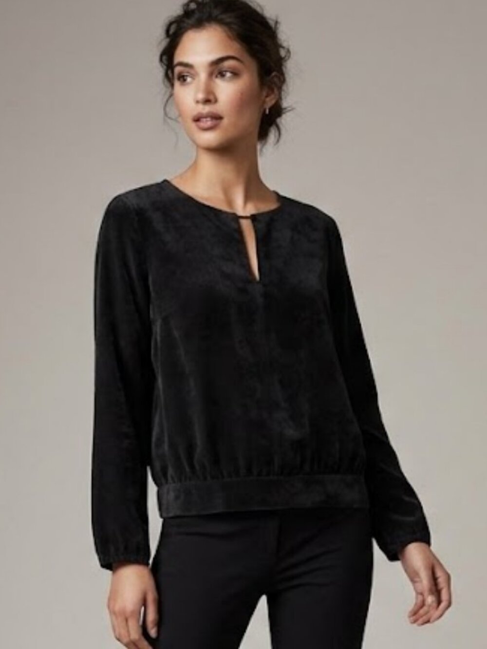 Gorgeous 3/4 Sleeve Silky Keyhole Blouse Shirt Top